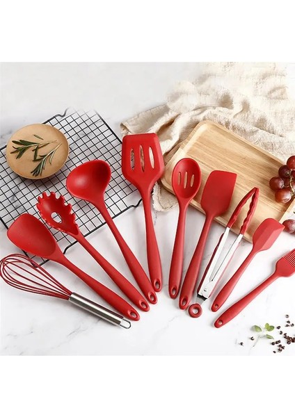 No.2 Tarzı Paslanmaz Çelik Silikon Mutfak Gereçleri Yapışmaz Gereçler Pişirme Aracı Kaşık Çorba Kepçesi Spatula Maşası Tencere Pişirme Gadget'ı (Yurt Dışından) fiyatları