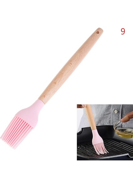 No.9 Tarzı Silikon Ahşap Saplı Turner Çorba Kaşığı Spatula Fırçası Kazıyıcı Makarna Yumurta Çırpıcı Yapışmaz Tava Mutfak Pişirme Araçları Mutfak Gereçleri (Yurt Dışından)