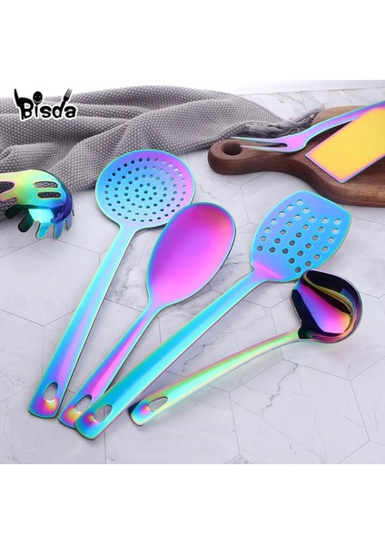 Altın Tarzı 1 Adet Paslanmaz Çelik Mutfak Aksesuarları Altın Pişirme Aracı Uzun Servis Setleri Kaşık Çatal Turner Pota Gökkuşağı Spatulalar Skimmer (Yurt Dışından) fiyatları