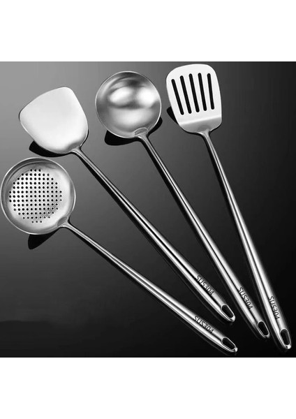 No.1 Tarzı 304 Paslanmaz Çelik Wok Spatula Mutfak Oluklu Turner Kaşık Pota Kürek Pişirme Araçları Güveç Gereç Seti Utensilio Cocina (Yurt Dışından)