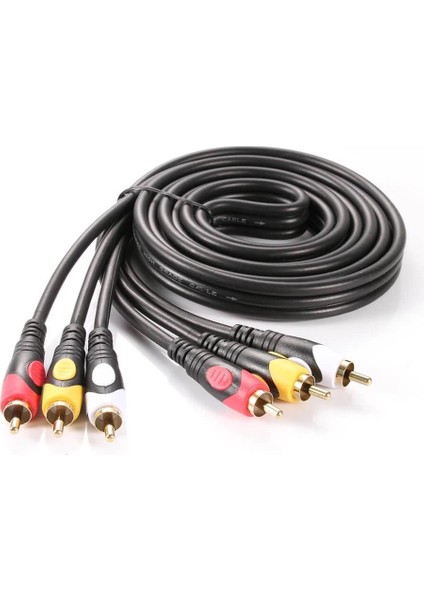 - 3rca Erkek To 3 Rca Lale Tos Scart Kompozit Ses Video Av Kablosu - 1.8 Metre