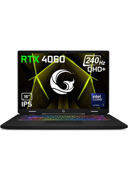 Game Garaj Slayer4 U7-4060 C2 Intel Core Ultra 7 155H 32GB Ram 1tb SSD RTX4060 16" Qhd 240Hz IPS Freedos Dizüstü Bilgisayar + Çanta