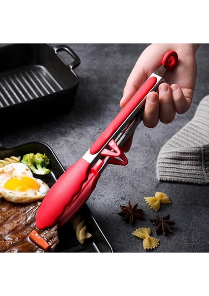 9 Inç Kırmızı Stil 9 "12" Mutfak Pişirme Maşası Paslanmaz Çelik Salata Maşası Yemek Servis Maşası Standlı Yapışmaz Barbekü Izgara Maşası Pişirme Gereçleri (Yurt Dışından) modelleri