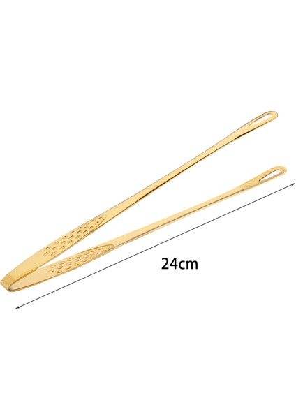 Altın 24CM Tarzı Uzun Sap Kaymaz Altın Gümüş Paslanmaz Çelik Gıda Maşası Açık Barbekü Klipsi Biftek Kelepçesi Mutfak Pişirme Gereçleri (Yurt Dışından)