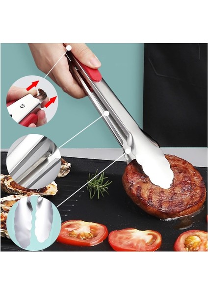 Bir Stil 1 Parça Qdrr Paslanmaz Çelik Gıda Maşası Mutfak Gereçleri Büfe Pişirme Aracı Anti Isı Ekmek Klipsi Pasta Kelepçesi Barbekü Mutfak Çelik #9 (Yurt Dışından)