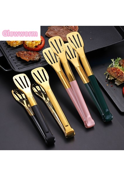 B 8 Inç Pembe Tarzı Glowworm Altın Paslanmaz Çelik Gıda Maşası Kaymaz Servis Maşası Barbekü Et Salatası Ekmek Mutfak Aksesuarları Pişirme Gereçleri (Yurt Dışından)