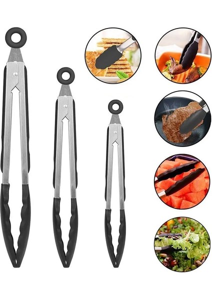 Siyah Stil Küçük Silikon Maşa Pinzas Cocina Kaymaz Isıya Dayanıklı Mutfak Aksesuarları Barbekü Pastane Fırın Pince Mutfağı Inox Maşa Maşa (Yurt Dışından) fiyatları