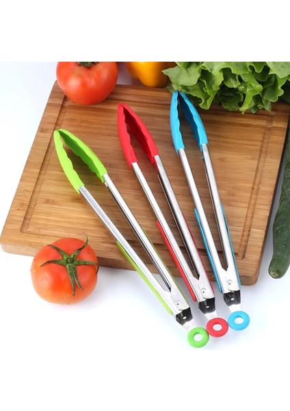 Turuncu Tarzı Silikon Gıda Maşası Paslanmaz Çelik Mutfak Maşası Silikon Kaymaz Pişirme Klipsi Kelepçe Barbekü Salata Araçları Izgara Mutfak Aksesuarları (Yurt Dışından) fırsatları