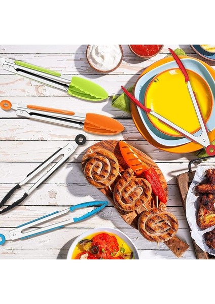 No.4 Tarzı 8in Silikon Maşa Silikon Kafa Paslanmaz Çelik Salata Barbekü Kızartma Için Pişirme Klipsi Pişirme Pişirme Mutfak Aletleri (Yurt Dışından) fırsatları