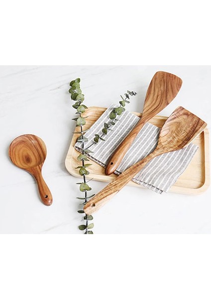 No.6 Tarzı Et Tik Doğal Ahşap Sofra Kaşık Pota Turner Pirinç Kevgir Çorba Skimmer Pişirme Kaşığı Kepçe Mutfak Yeniden Kullanılabilir Alet Kiti (Yurt Dışından) indirimleri