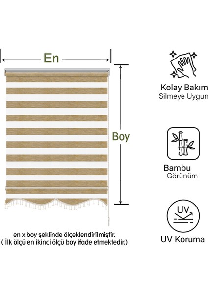 Vizon-Kahve Kırçıllı Boncuklu Zebra Perde