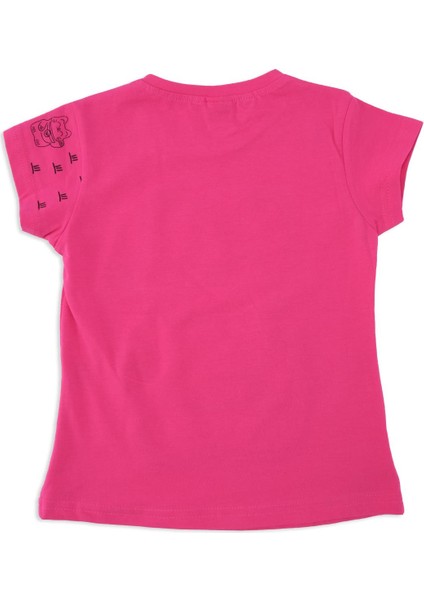 Kız Çocuk Sevimli Kedi Baskılı Penye Likralı T-Shirt modelleri
