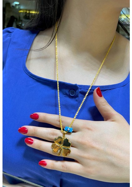 6 GR Yonca Kolye 14 Ayar Altın 50 cm