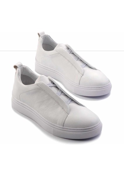 Beyaz Hakiki Deri Erkek Sneaker E01585712803