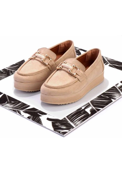 Bej Süet Kadın Loafer Ayakkabı K01311249502