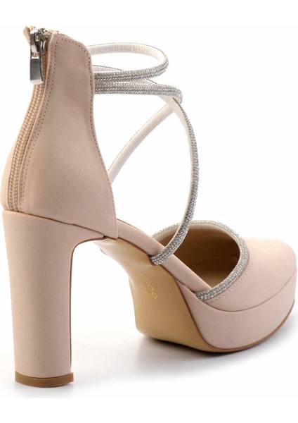 Mat Bej Saten Kadın Abiye Ayakkabı K01926032238 modelleri