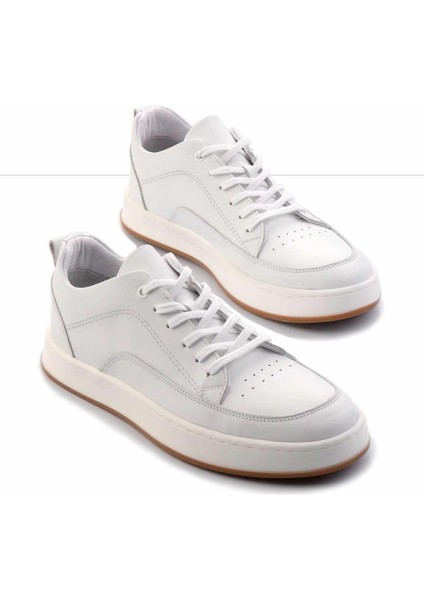 Beyaz Antik Hakiki Deri Erkek Casual Ayakkabı E01380107141