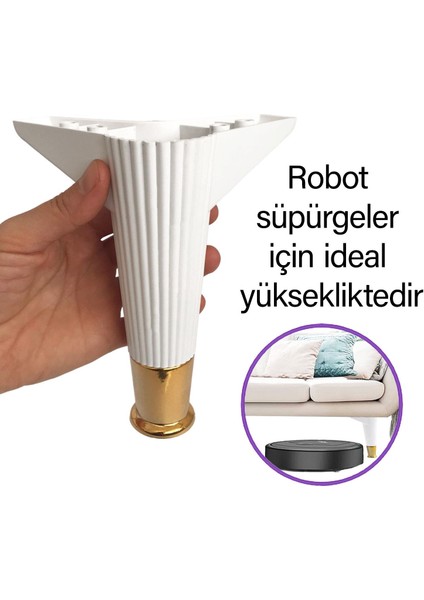 4 Adet Golden Ayak 15 cm Beyaz Altın Gold Mobilya Kanepe Sehpa Ünite Koltuk Ayağı Baza Ayak Ayakları