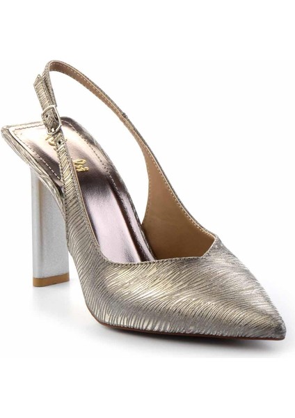Platin Parlak Saten Kadın Abiye Ayakkabı K01209222238 modelleri