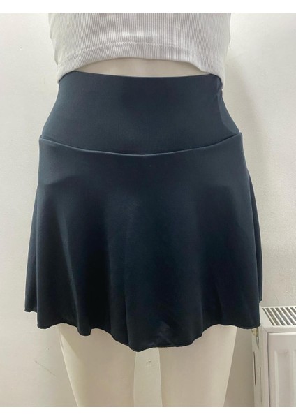Siyah Darkalıp Yüksek Bel Içi Taytlı Tenis Etek Darkalıp Polyamid Kumaş Mini Etek modelleri