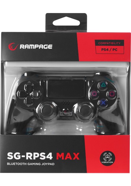 Sg-Rps4 Max Siyah Bluetooth Çift Titreşimli 800MAH 1.8m Ps4 Gamepad Oyun Kolu