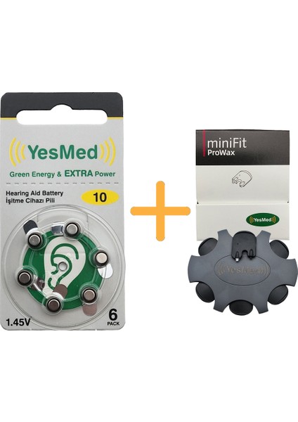 Extra Power 10 Numara Işitme Cihazı Pili (1 Paket = 6 Adet Pil) + Yesmed Minifit Prowax Filtre