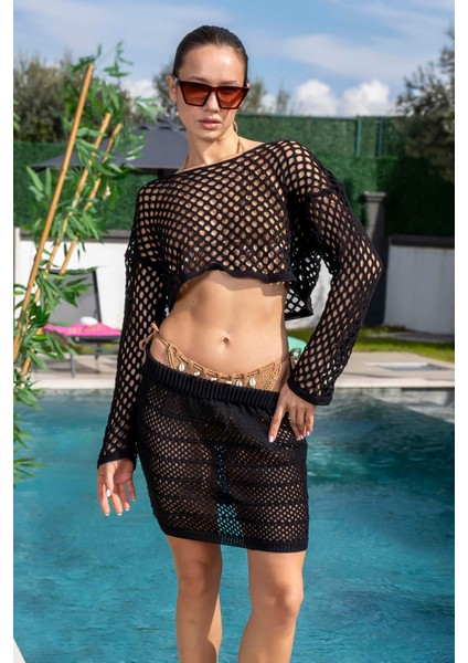 Koyu Bej Deniz Kabuğu Işlemeli Örgü Bikini Takımı indirimleri