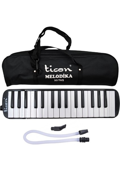 32 Tuşlu Siyah Melodika – Dayanıklı Bez Çantalı, Hafif ve Okul Kullanımına Uygun Taşınabilir Model