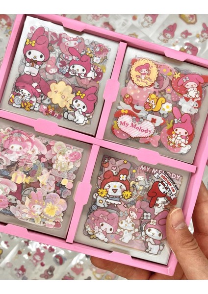 Sanrio My Melody Karakterli 4 Bölümlü 100 Yaprak Pembe Kutu Sticker Seti bullet Journal Scrapbook fiyatları