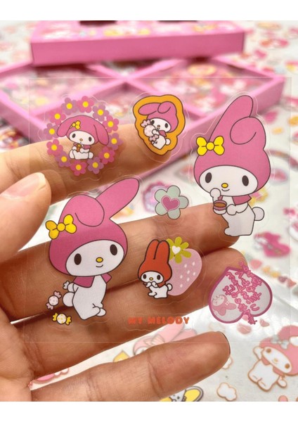 Sanrio My Melody Karakterli 4 Bölümlü 100 Yaprak Pembe Kutu Sticker Seti bullet Journal Scrapbook fırsatları
