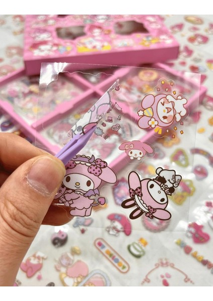 Sanrio My Melody Karakterli 4 Bölümlü 100 Yaprak Pembe Kutu Sticker Seti bullet Journal Scrapbook indirimleri