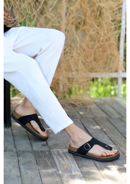 Hakiki Crazy Deri Eva Taban Parmak Arası Toka Detaylı Ortopedik Tasarım Erkek Terlik Sandalet fiyatları