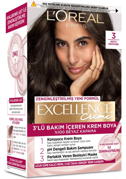 L'Oréal Paris Excellence Creme Saç Boyası - 3 Koyu Kestane