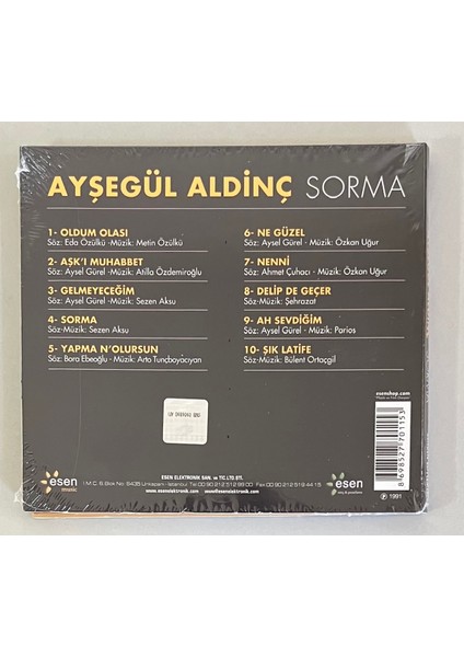 Ayşegül Aldinç Sorma CD (Jelatininde Sıfır Cd)