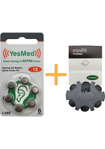 Extra Power 13 Numara Işitme Cihazı Pili (1 Paket = 6 Adet Pil ) + Yesmed Minifit Prowax Filtre
