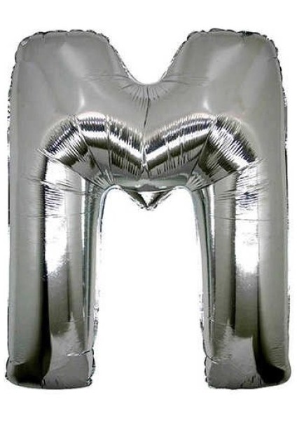 M Harf Gümüş Folyo Balon 34 Inc 80 cm