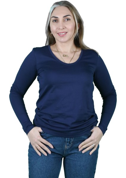 Cotton V Yaka Uzun Kollu T-Shirt
