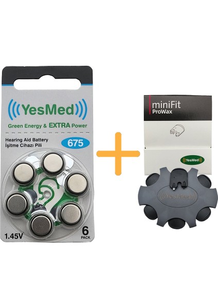 Extra Power 675 Numara Işitme Cihazı Pili (1 Paket = 6 Adet Pil ) + Yesmed Minifit Prowax Filtre