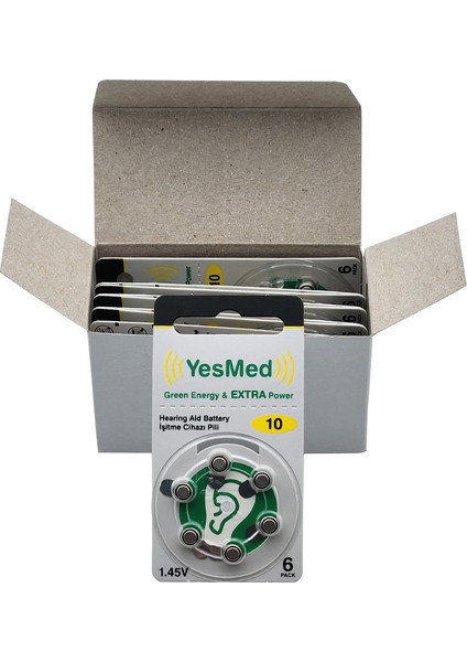 Extra Power 10 Numara Işitme Cihazı Pili (10 Paket x 6 Adet = 60 Adet Pil ) + Yesmed Minifit Prowax Filtre