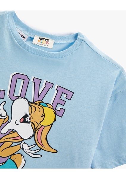 Crop Tişört Lola Bunny Baskılı Lisanslı Kısa Kollu Pamuklu