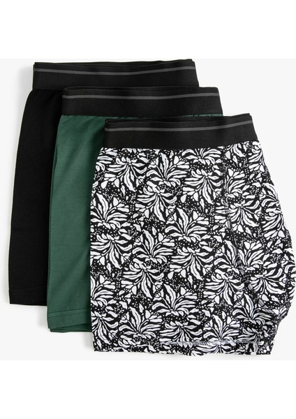 3'lü Boxer Seti Çiçekli Baskılı Çok Renkli