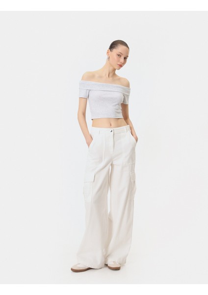 Omzu Açık Tişört Crop Kat Detaylı Ribanalı Kısa Kollu fiyatları