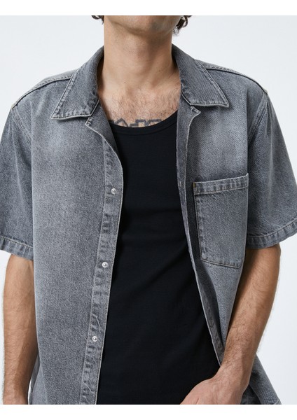Oversize Kot Ceket Kısa Kollu Cep Detaylı Çıtçıt Düğmeli