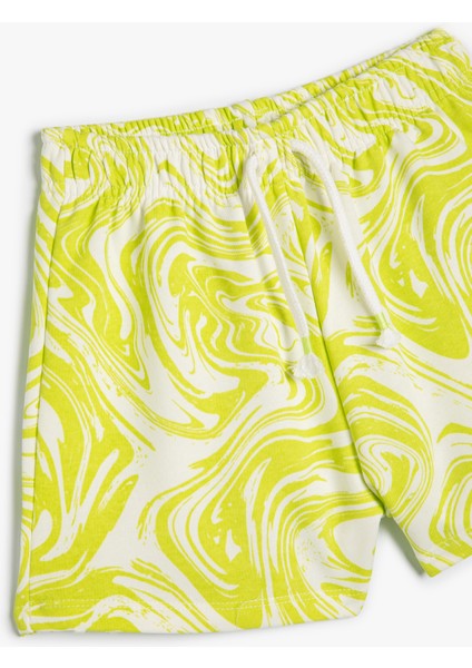 Şort Beli Bağlamalı Cepli Soyut Desenli fiyatları