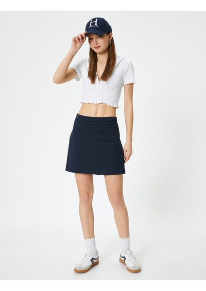 Fermuarlı Crop Tişört Uzun Kollu Slim Fit fiyatları