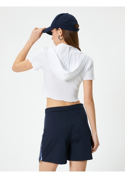 Fermuarlı Crop Tişört Uzun Kollu Slim Fit fırsatları