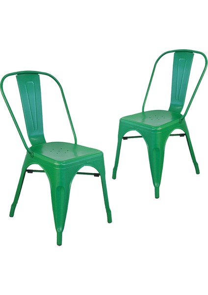Tolix Kolsuz Metal Sandalye-Yeşil(2 Adet)