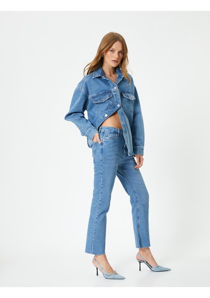 Kısa Ispanyol Paça Kot Pantolon Victoria Crop Flare Jeans