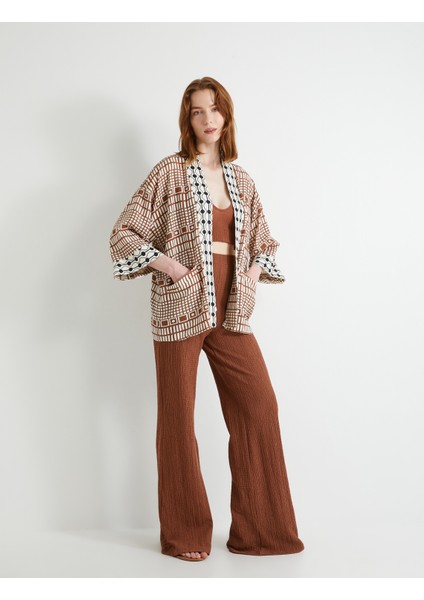 Oversize Kimono Viskon Keten Karışımlı Yarım Kollu Cepli fiyatları