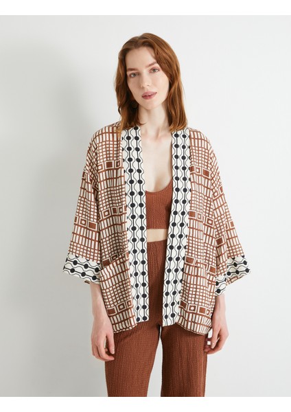 Oversize Kimono Viskon Keten Karışımlı Yarım Kollu Cepli modelleri